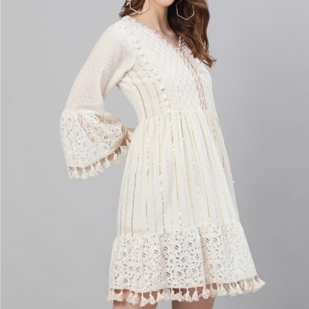 Brand new cotton dress in off white size L